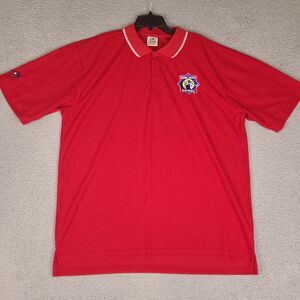 Babe Ruth Softball Polo Shirt Mens XXL Red Anaconda Sports Apparel Embroidered‎